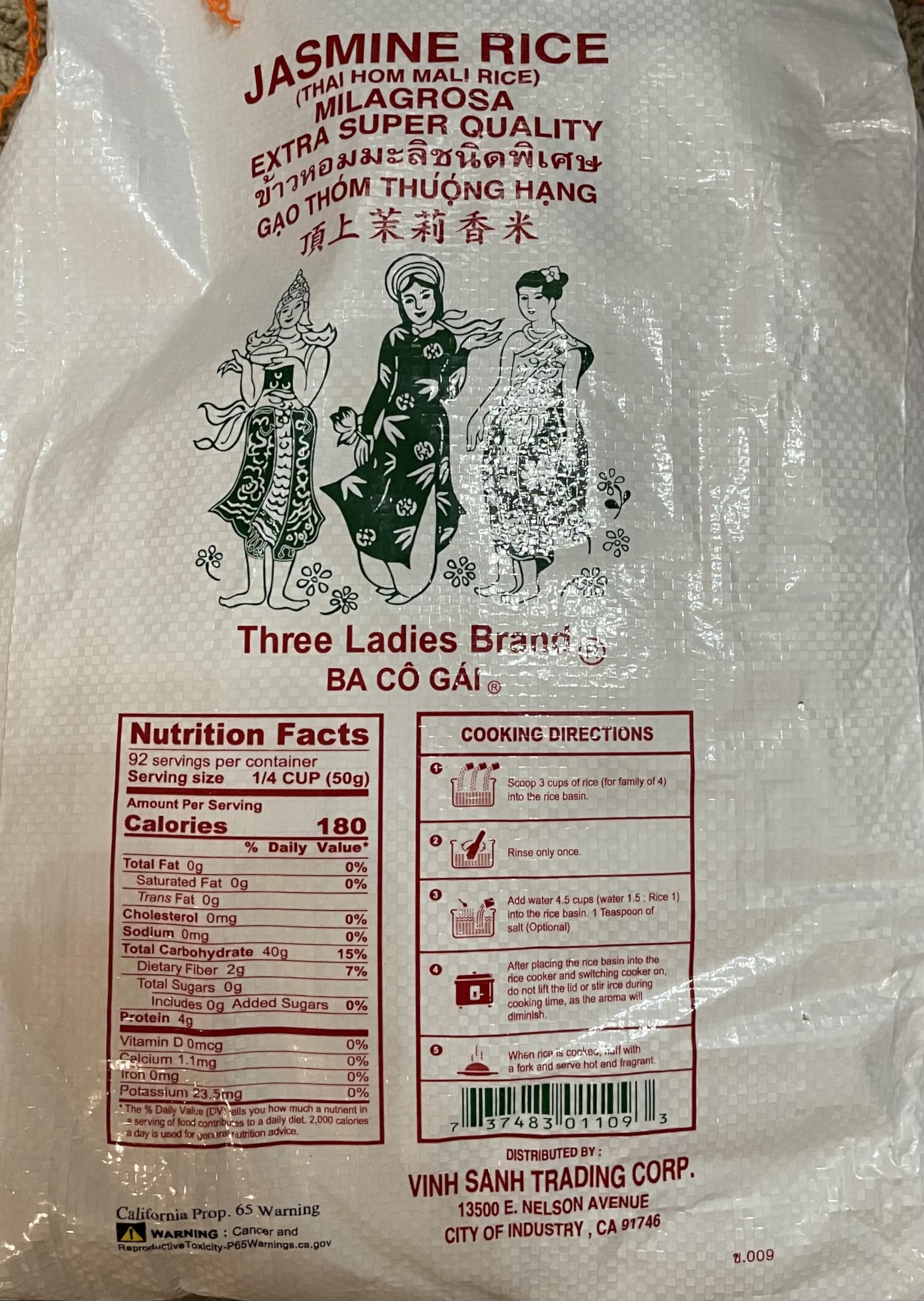 Amazon.com : Three Ladies Jasmine Rice Extra Super Quality - 10